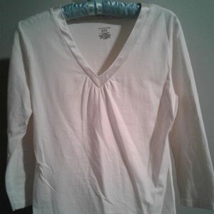 Covington cream 3/4 sleeve top with satin trim